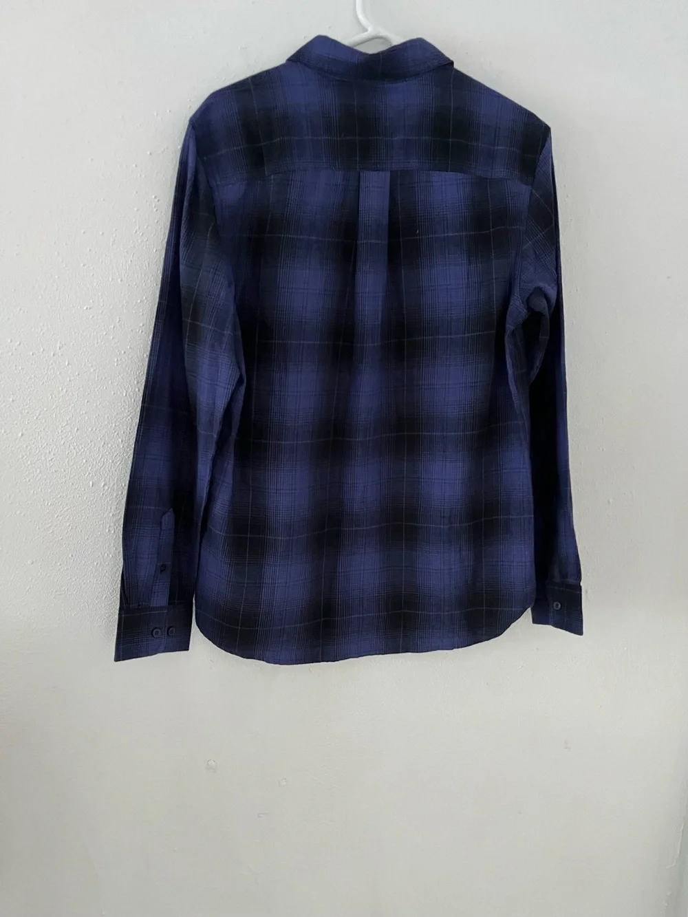The North Face Men's Navy and Black Plaid Button-Down Shirt